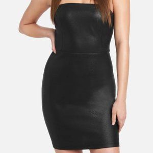 Mini Tube Faux Leather Bebe Dress - black, strapless
